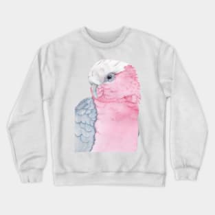 rosalbin galah cockatoo pink watercolor portrait Crewneck Sweatshirt